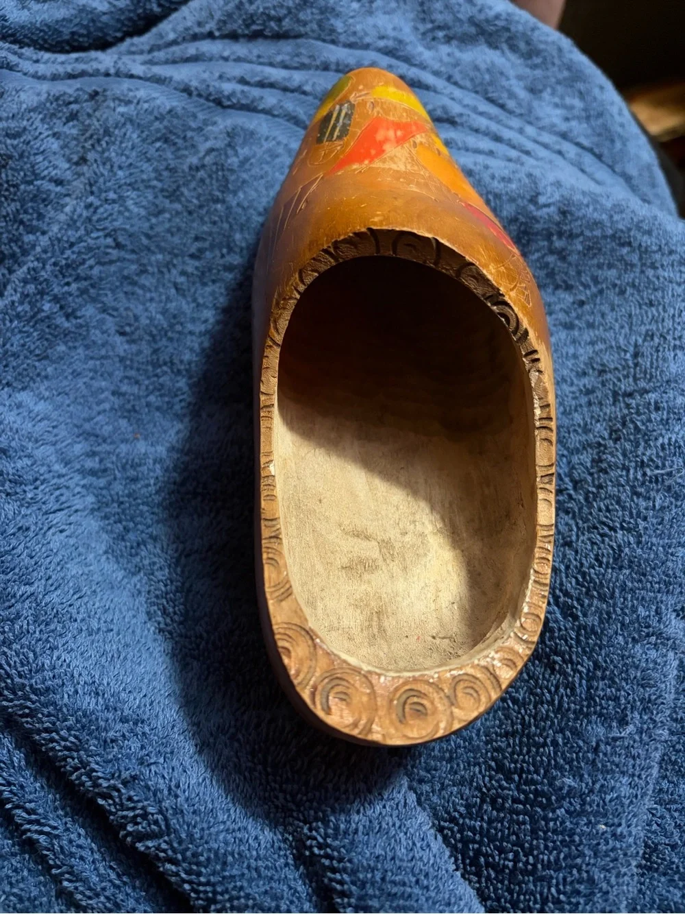 Hand-Painted Wooden Clog with Folk Design